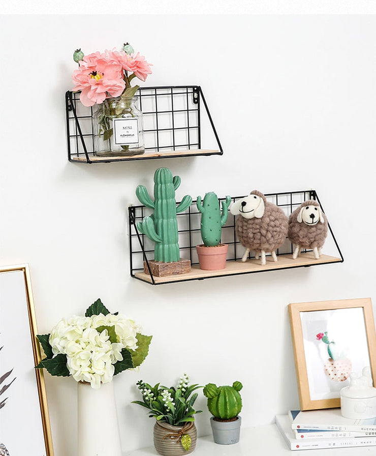 Wooden Iron Decorative Shelves