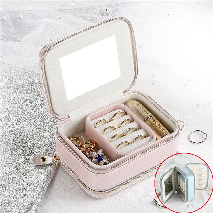 Leather Jewelry Box Storage Organizer