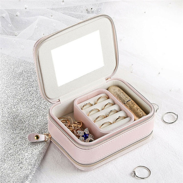 Leather Jewelry Box Storage Organizer