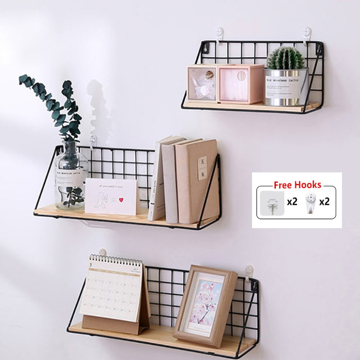 Wooden Iron Decorative Shelves