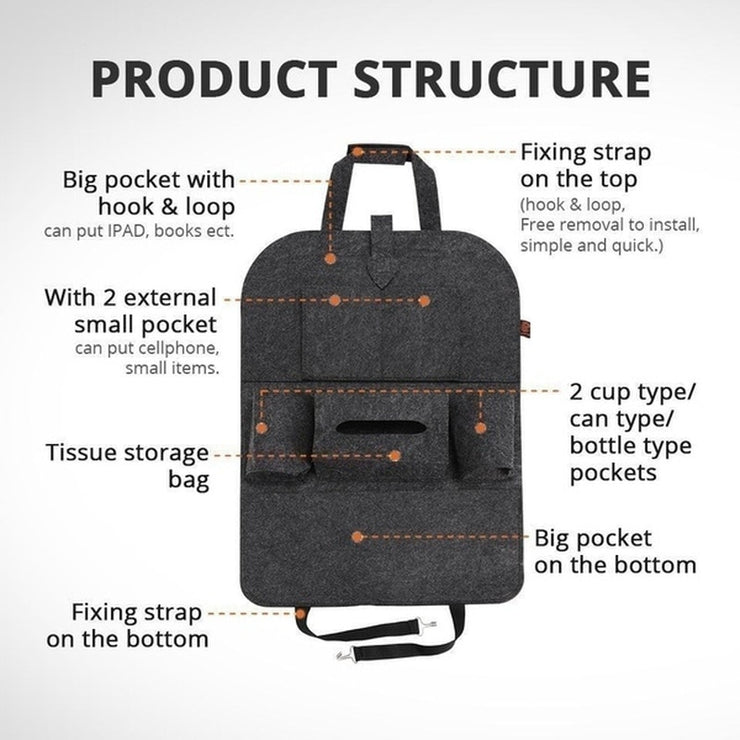 Car Seat Back Multi-Pocket Storage Organizer