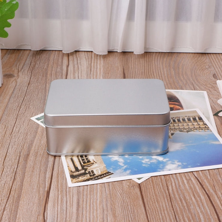 Delicate Small Metal Tin Silver Storage Box